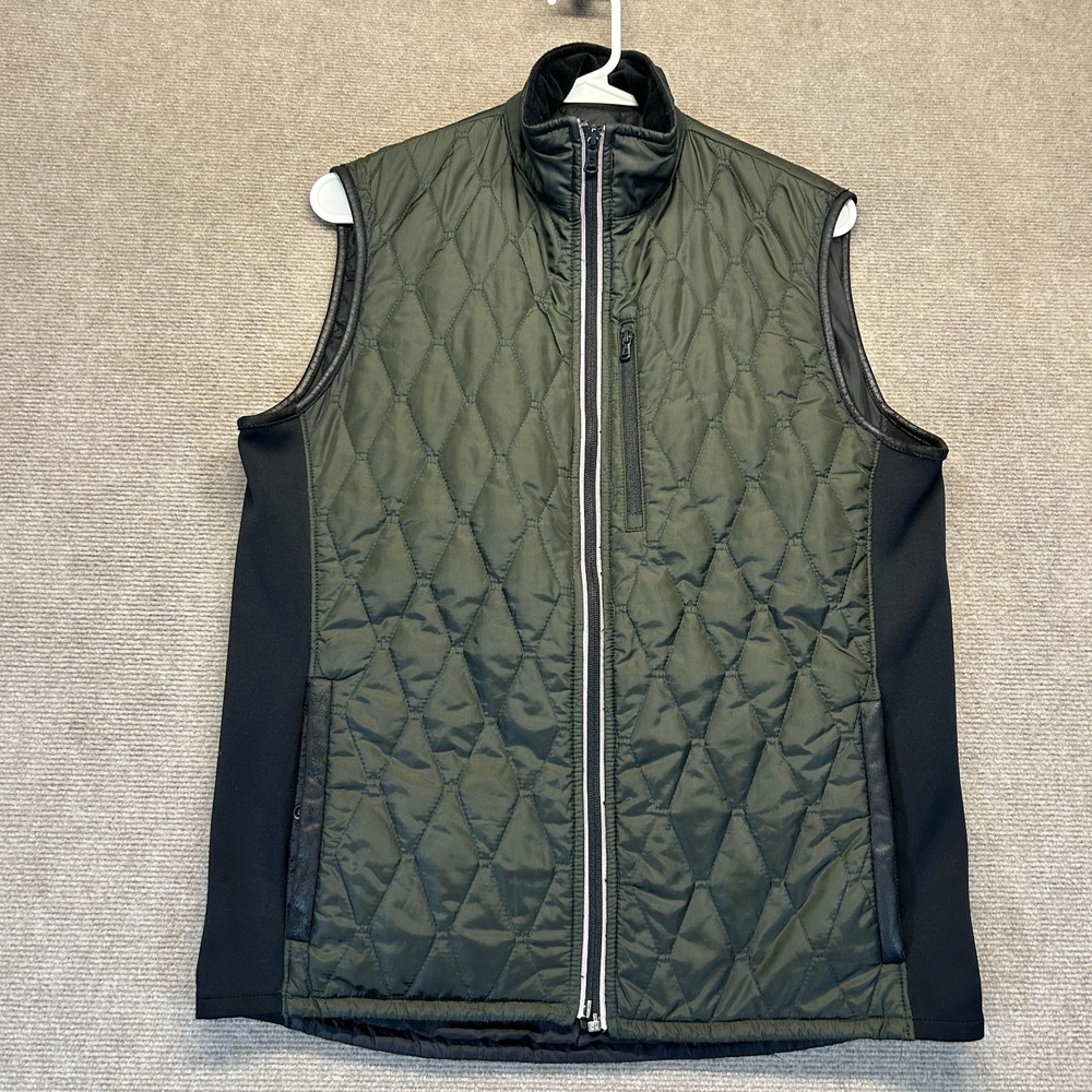 Victorinox Quilted Puff Vest Men's Small Full Zip Green Black Primaloft Swiss